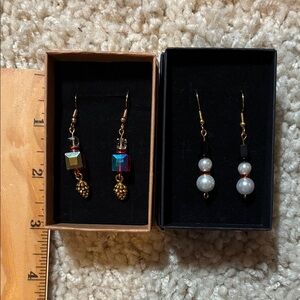 Two pair of Holiday earrings